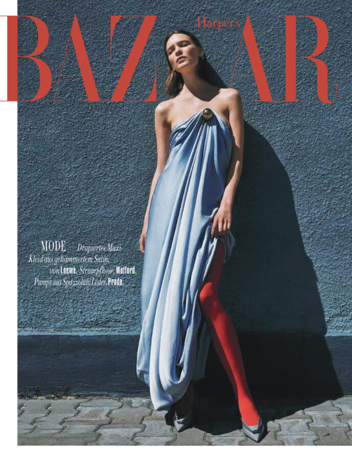 Fashion editorial for Harper's Bazaar Germany with makeup by Aga Brudny